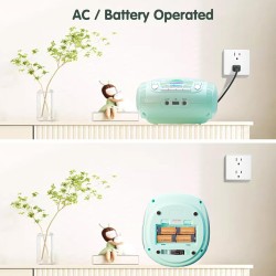 Lecteur cd portable boombox pour enfants (avec bleutooth, radio fm, mp3, usb, aux, prise casque), son stéréo pour toute la famil