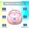 Lecteur cd portable boombox pour enfants (avec bleutooth, radio fm, mp3, usb, aux, prise casque), son stéréo pour toute la famil