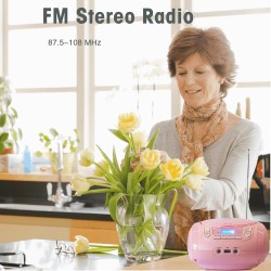 Lecteur cd portable boombox pour enfants (avec bleutooth, radio fm, mp3, usb, aux, prise casque), son stéréo pour toute la famil