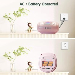 Lecteur cd portable boombox pour enfants (avec bleutooth, radio fm, mp3, usb, aux, prise casque), son stéréo pour toute la famil