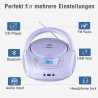 Lecteur cd portable boombox pour enfants (avec bleutooth, radio fm, mp3, usb, aux, prise casque), son stéréo pour toute la famil