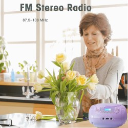 Lecteur cd portable boombox pour enfants (avec bleutooth, radio fm, mp3, usb, aux, prise casque), son stéréo pour toute la famil