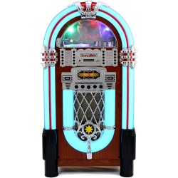 Monstershop – jukebox style rétro années 50 à eclairages led couleurs changeantes avec port usb, bleutooth, aux, lecteur cd, lec