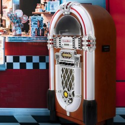 Monstershop – jukebox style rétro années 50 à eclairages led couleurs changeantes avec port usb, bleutooth, aux, lecteur cd, lec