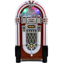 Monstershop – jukebox style rétro années 50 à eclairages led couleurs changeantes avec port usb, bleutooth, aux, lecteur cd, lec