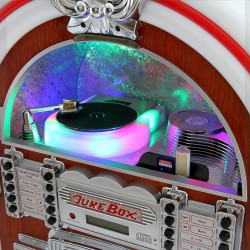 Monstershop – jukebox style rétro années 50 à eclairages led couleurs changeantes avec port usb, bleutooth, aux, lecteur cd, lec