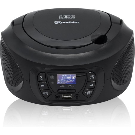 Roadstar CDR-375D+/BK Radio CD Player Portable Dab/Dab+ / FM, Lecteur CD-MP3, CD-R, CD-RW, USB, Stereo, Télécommande, AUX-in, So