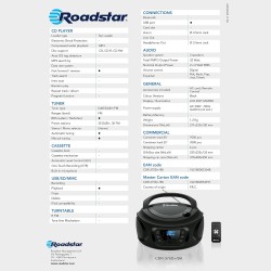 Roadstar CDR-375D+/BK Radio CD Player Portable Dab/Dab+ / FM, Lecteur CD-MP3, CD-R, CD-RW, USB, Stereo, Télécommande, AUX-in, So