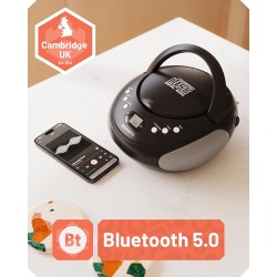 Boombox cd bleutooth portable avec radio fm | cd, cd-r, cd-rw | 30 présélections | commandes faciles, écran led, prise casque | 