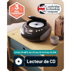 Boombox cd bleutooth portable avec radio fm | cd, cd-r, cd-rw | 30 présélections | commandes faciles, écran led, prise casque | 