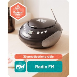 Boombox cd bleutooth portable avec radio fm | cd, cd-r, cd-rw | 30 présélections | commandes faciles, écran led, prise casque | 