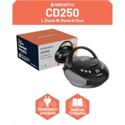 Boombox cd bleutooth portable avec radio fm | cd, cd-r, cd-rw | 30 présélections | commandes faciles, écran led, prise casque | 
