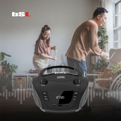 Boombox bsl jl-2031a radio cd portable bleutooth avec 4 w de puissance rms radio fm et port usb compatible avec fichiers mp3 écr