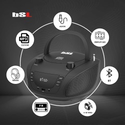 Boombox bsl jl-2031a radio cd portable bleutooth avec 4 w de puissance rms radio fm et port usb compatible avec fichiers mp3 écr