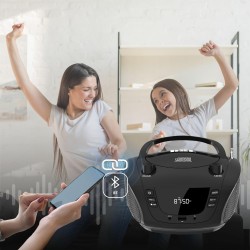 Boombox bsl jl-2031a radio cd portable bleutooth avec 4 w de puissance rms radio fm et port usb compatible avec fichiers mp3 écr