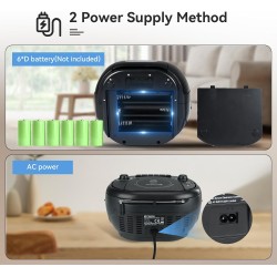 Retekess TR621 Boombox Poste Radio CD,Lecteur Cassette Audio,Boombox Stereo avec Enregistrement,Télécommande,Prise en Charge USB