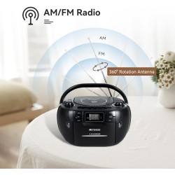 Retekess TR621 Boombox Poste Radio CD,Lecteur Cassette Audio,Boombox Stereo avec Enregistrement,Télécommande,Prise en Charge USB