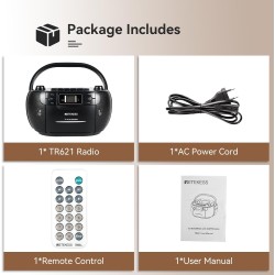 Retekess TR621 Boombox Poste Radio CD,Lecteur Cassette Audio,Boombox Stereo avec Enregistrement,Télécommande,Prise en Charge USB