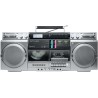 Muse m-380gbs boombox cassettes rétro avec lecteur cd, aux et bleutooth, compatible smartphone, enregistreur cassette, design vi