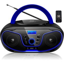 Lecteur cd/cd-r portable - boombox - usb - radio fm - entrée aux - prise casque enfant - chaîne stéréo - système compact (dark b