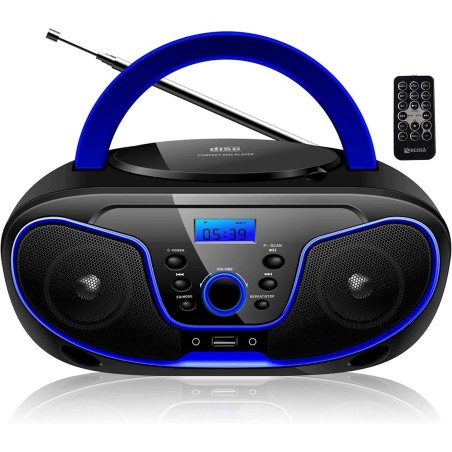 Lecteur cd/cd-r portable - boombox - usb - radio fm - entrée aux - prise casque enfant - chaîne stéréo - système compact (dark b