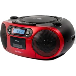 Aiwa bbtc-550rd radio cassette portable avec cd, bleutooth et usb, enregistreur de cassettes coloris : rouge.
