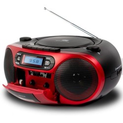 Aiwa bbtc-550rd radio cassette portable avec cd, bleutooth et usb, enregistreur de cassettes coloris : rouge.
