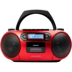 Aiwa bbtc-550rd radio cassette portable avec cd, bleutooth et usb, enregistreur de cassettes coloris : rouge.