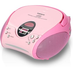 Lenco SCD24 - Radio CD enfant - Stéréo - Boombox - Tuner Radio FM - Ttel Storage - 2 x 1.5W RMS Power - Secteur & Batterie - Ros