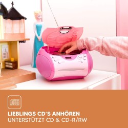 Lenco SCD24 - Radio CD enfant - Stéréo - Boombox - Tuner Radio FM - Ttel Storage - 2 x 1.5W RMS Power - Secteur & Batterie - Ros