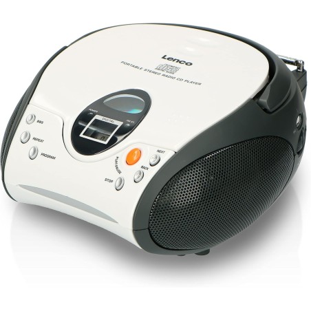 Lenco SCD-24 SCD24 - Lecteur CD pour enfants - Radio CD - Système stéréo - Boombox - Tuner radio FM - Mémoire de piste - Aliment