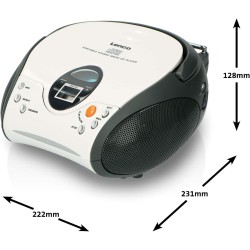 Lenco SCD-24 SCD24 - Lecteur CD pour enfants - Radio CD - Système stéréo - Boombox - Tuner radio FM - Mémoire de piste - Aliment