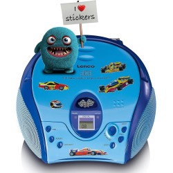 Lenco A004467 SCD-24 Kids - Lecteur CD pour Enfants - Radio CD - avec Autocollants - Boombox - Tuner Radio FM - Titres - 2 x 1,5
