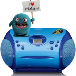 Lenco A004467 SCD-24 Kids - Lecteur CD pour Enfants - Radio CD - avec Autocollants - Boombox - Tuner Radio FM - Titres - 2 x 1,5