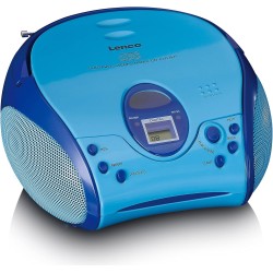 Lenco A004467 SCD-24 Kids - Lecteur CD pour Enfants - Radio CD - avec Autocollants - Boombox - Tuner Radio FM - Titres - 2 x 1,5