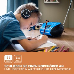 Lenco Radio Lecteur CD SCD-24 pour Enfant Chaîne Stéréo Prise Casque Aux in - Écran LCD - Batterie et Alimentation électrique - 