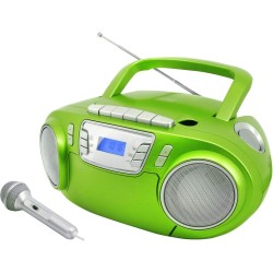 soundmaster SCD5800GR Radio-Lecteur CD FM USB, Cassette, Radiocassette avec Microphone Vert