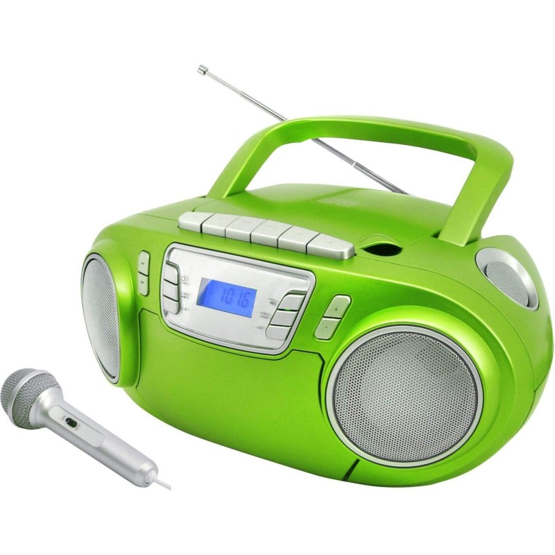 soundmaster SCD5800GR Radio-Lecteur CD FM USB, Cassette, Radiocassette avec Microphone Vert