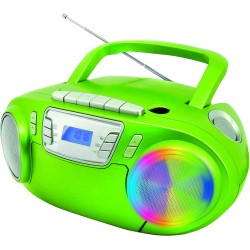 soundmaster SCD5800GR Radio-Lecteur CD FM USB, Cassette, Radiocassette avec Microphone Vert