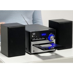 Trevi HCX 10F6, Stéréo Hi FI, Système Stéréo Maison, Tuner Radio Numérique, 30 Stations FM Stockables, Lecteur CD et MP3, Écran 