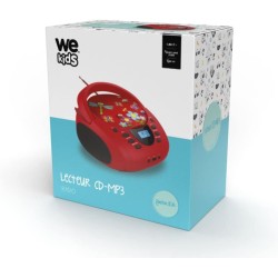 Lecteur - Radio CD - USB WeKids: FM, Lecteur CD/CD-R/CD-RW/MP3, RMS2*2W, entrée Aux et Micro, modèle Rouge Insecte