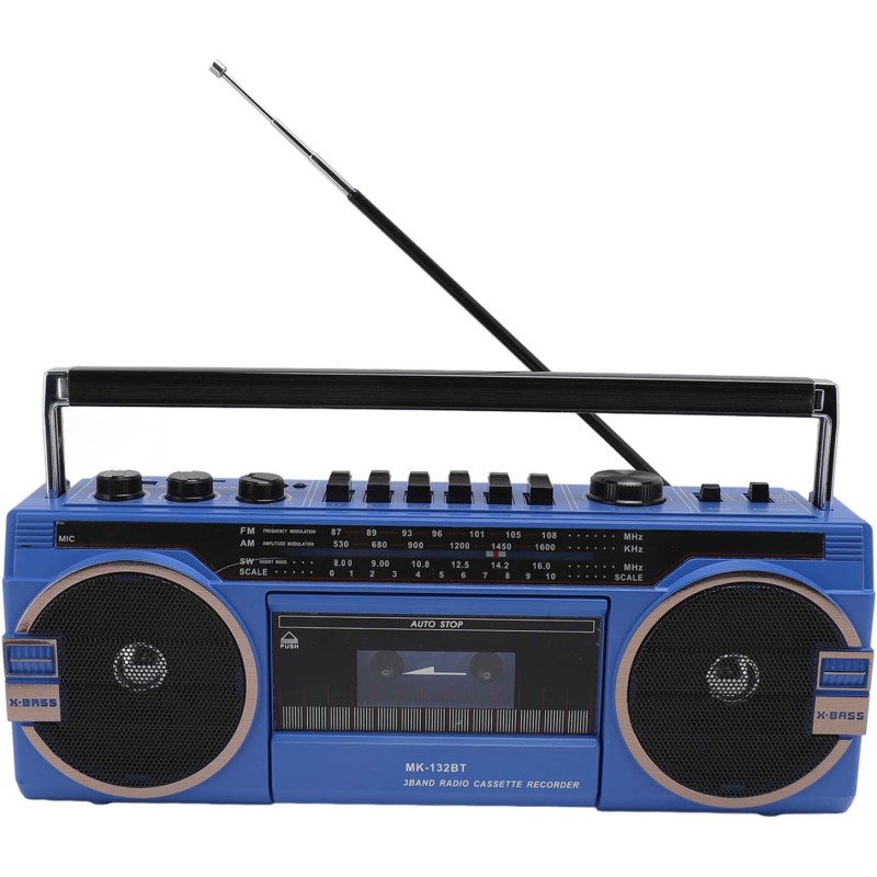 Boombox à cassette, boombox rétro bleuooth avec entrée usb, sd et aux 3,5 mm, lecteur et enregistreur de cassettes am fm sw (ble