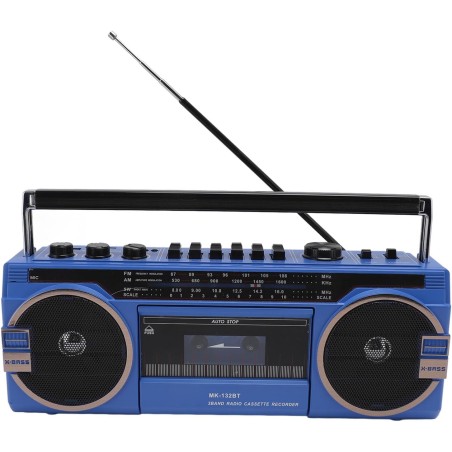 Boombox à cassette, boombox rétro bleuooth avec entrée usb, sd et aux 3,5 mm, lecteur et enregistreur de cassettes am fm sw (ble