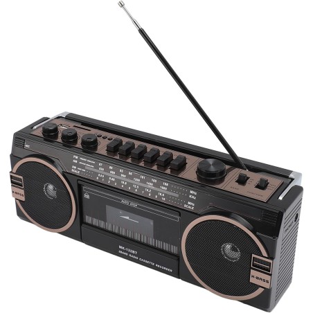 Boombox à cassette, boombox rétro blueooth avec entrée usb, sd et aux 3,5 mm, lecteur et enregistreur de cassettes am fm sw (noi