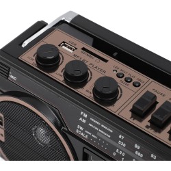 Boombox à cassette, boombox rétro blueooth avec entrée usb, sd et aux 3,5 mm, lecteur et enregistreur de cassettes am fm sw (noi