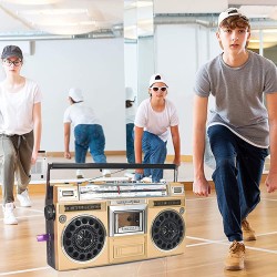 Boombox bleutooth rétro street des années 80, lecteur de cassettes boombox bleutooth rétro avec radio am / fm et amplification d
