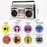 Boombox bleutooth rétro des années 80, lecteur de cassette boombox bleutooth rétro avec radio am/fm et amplification des basses,