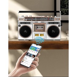 Boombox bleutooth rétro des années 80, lecteur de cassette boombox bleutooth rétro avec radio am/fm et amplification des basses,