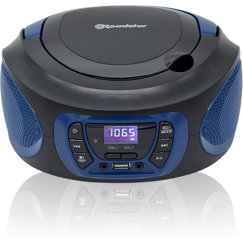 Roadstar CDR-365U/BL Radio CD Portable Numerique FM PLL, Lecteur CD, CD-R, CD-RW, MP3, Port USB, Stereo, AUX-in, Sortie Casque, 