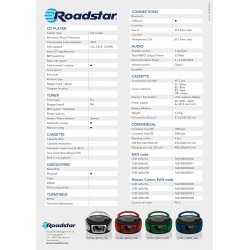 Roadstar CDR-365U/BL Radio CD Portable Numerique FM PLL, Lecteur CD, CD-R, CD-RW, MP3, Port USB, Stereo, AUX-in, Sortie Casque, 